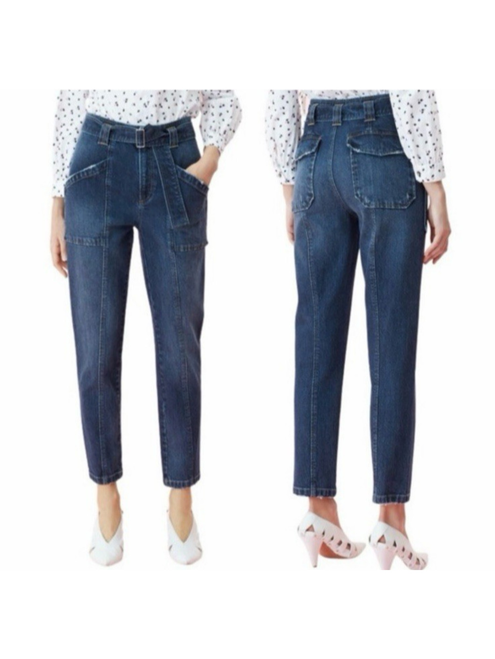 Rebecca Taylor La Vie Elodie Jeans 29 High Rise Belted Utility Tapered Ankle